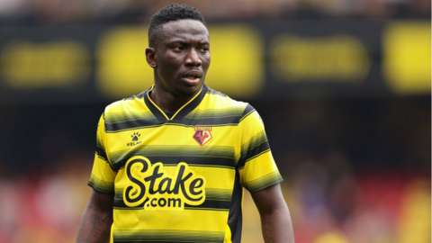 Peter Etebo on the pitch for Watford
