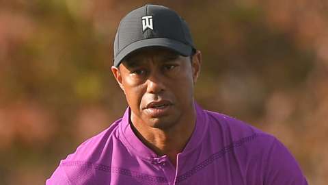 Tiger Woods playing at the 2020 PNC Championship