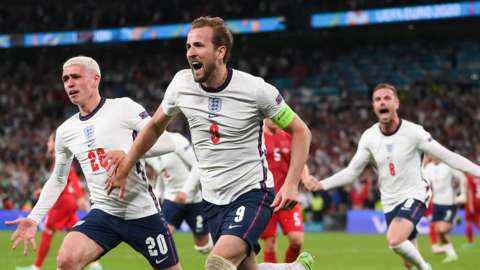 Harry Kane celebrating his goal against Denmark in the Euro 2020 semi-final