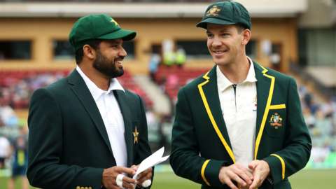 Azhar Ali and Tim Paine in 2019