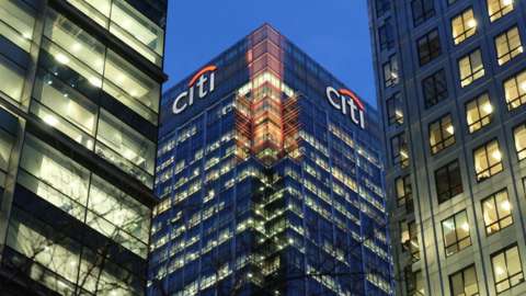 Citigroup building in the Canary Wharf financial district, London.