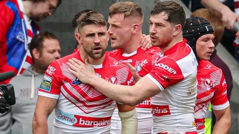 Tommy Makinson and Mark Percival celebrate