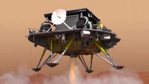Animation of the rover landing on Mars