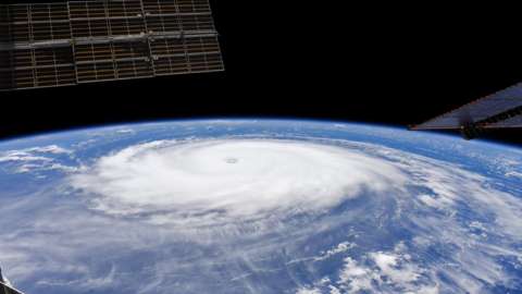View of Hurricane Sam over the Atlantic from the International Space Station in September 2021