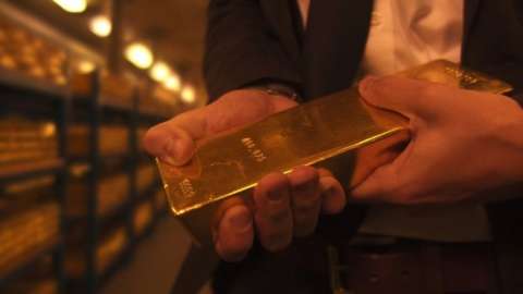 Bar of gold in the Bank of England vaults