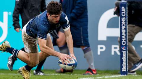 Jimmy O'Brien scores the opening try for Leinster against Bath
