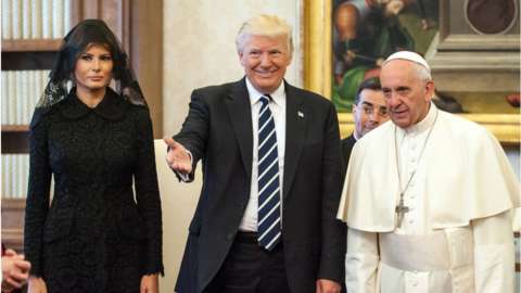 Trump meets the pope in 2017