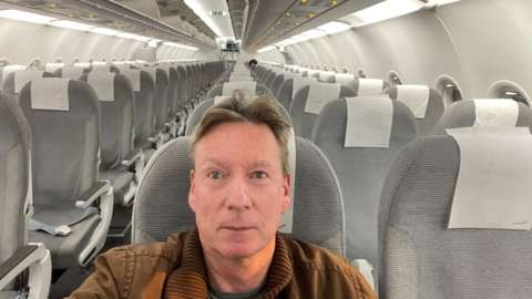 The BBC's Frank Gardner on an empty plane