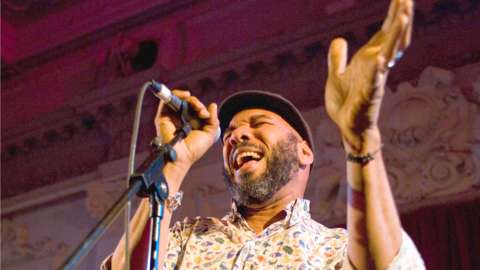 Anthony Joseph performing on stage at Bush Hall in London