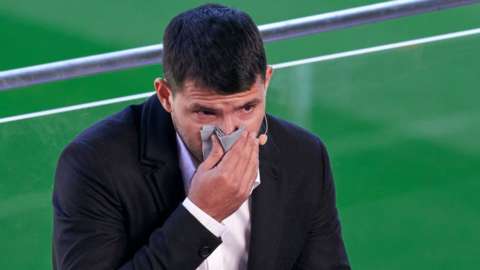 Sergio Aguero cries