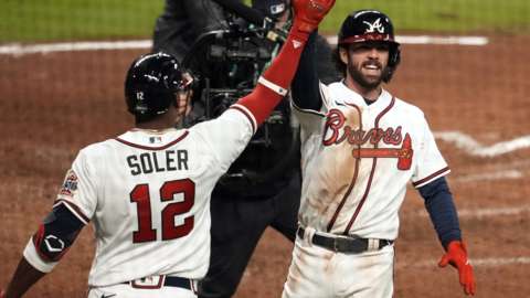 Atlanta Braves' Jorge Soler and Dansby Swanson