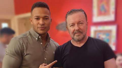 Cole with Ricky Gervais.