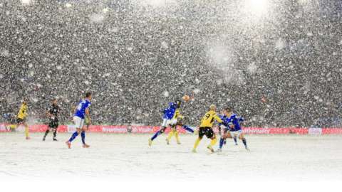 Leicester v Watford in the snow