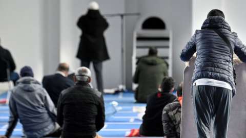 File photo of prayers at mosque in France