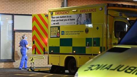 Ambulance at Antrim Area Hospital.