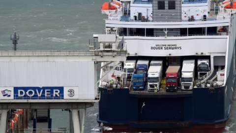 A ferry arrives at Dover