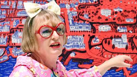 Grayson Perry attends the opening of the exhibition "Grayson Perry. Fitting In And Standing Out" at The National Museum on November 8, 2022 in Oslo, Norway
