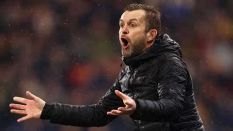 Nathan Jones reacts to a Luton town match