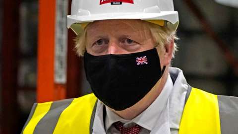 Prime Minister Boris Johnson during a visit to Johnstone's Paints Limited in Batley, West Yorkshire, on 28 June 2021