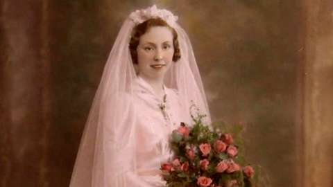 Gertrude Bloye in her wedding dress