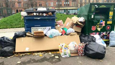 Rubbish at street bins