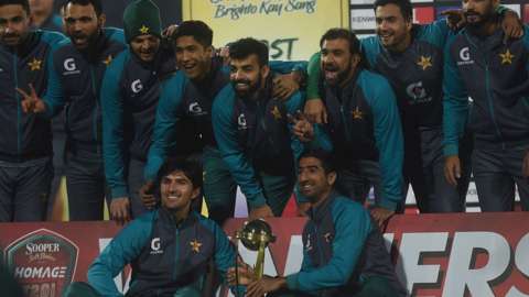Pakistan with the T20 series trophy