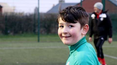 A boy taking part in the inclusive football sessions ran by Coalville Town FC