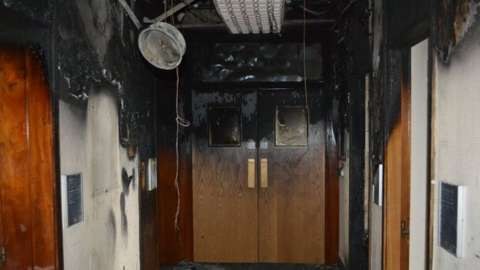 Fire damage inside County Hall