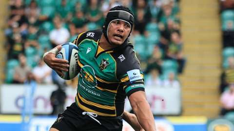 Northampton number eight Juarno Augustus got two of his side's five tries
