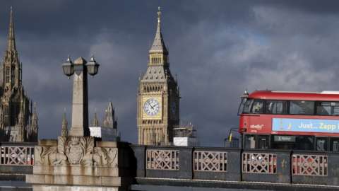 London bus outside Parliament