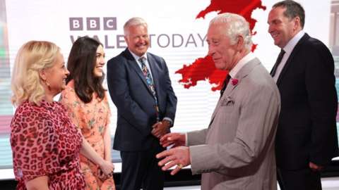 Prince Charles with BBC Wales staff