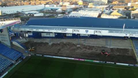 Ongoing regeneration work on Fratton Park's North Stand