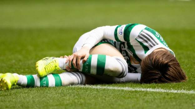 Kyogo scores double but limps off in Celtic rout