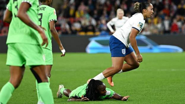 England's James apologises for stamping on Nigeria's Alozie