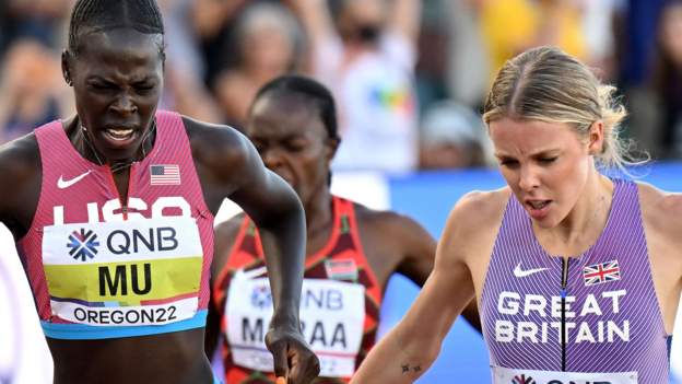 World Athletics Championships: Keely Hodgkinson takes silver in 800m duel with A..