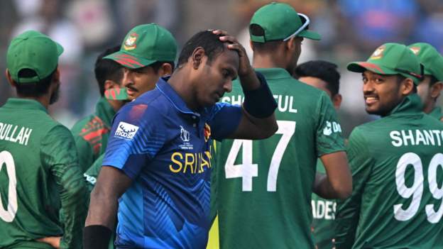 Bangladesh beat Sri Lanka amid Mathews controversy