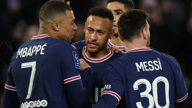 PSG 5-1 Lorient: Kylian Mbappe, Neymar, Lionel Messi all score
