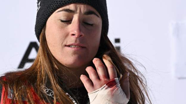 Goggia wins World Cup downhill with broken fingers