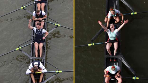 Boat Race 2022: Oxford win men's race after Cambridge win women's event