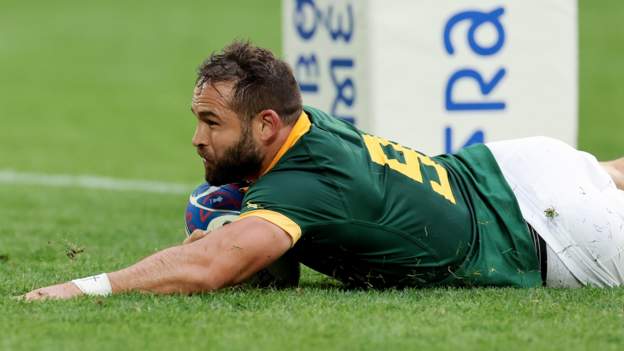 South Africa 76-0 Romania: Cobus Reinach scores second-fastest World Cup hat-trick