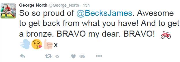 George North's tweet to girlfriend Becky James