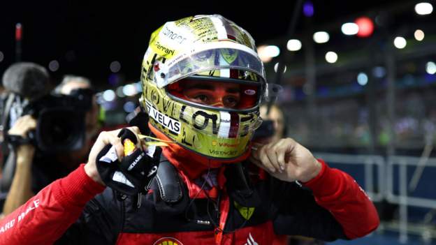 Singapore Grand Prix: Charles Leclerc takes pole as Max Verstappen aborts lap