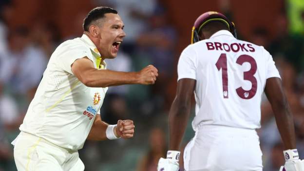 Australia v West Indies: Scott Boland launches three-wicket maiden as hosts close in on series win