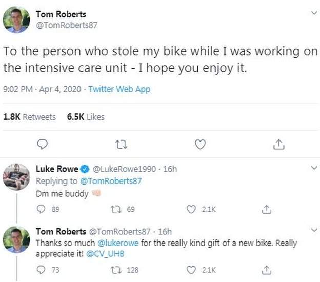 Dr Tom Roberts and Luke Rowe exchange messages