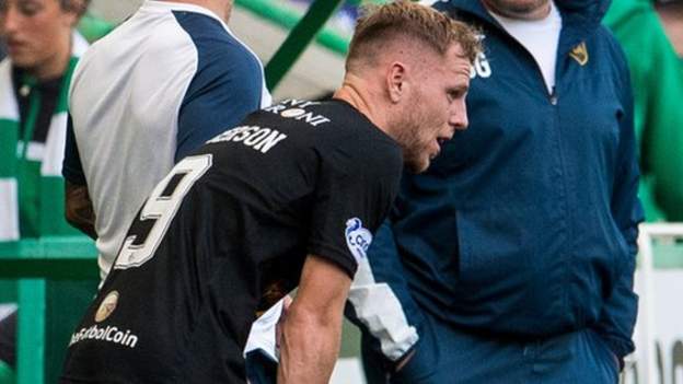 Hibernian 2-0 Livingston: Bruce Anderson in hospital after fit on pitch as two team-mates are sick