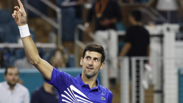 Miami Open: Novak Djokovic through but Dominic Thiem is out - BBC Sport