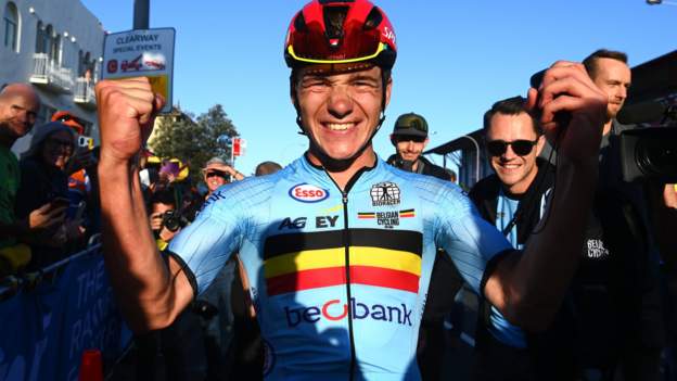 Remco Evenepoel: Belgium rider wins World Championship road race after solo breakaway