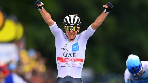 Pogacar wins stage six to take Tour de France lead