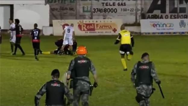Brazilian footballer charged with attempted murder after kicking referee