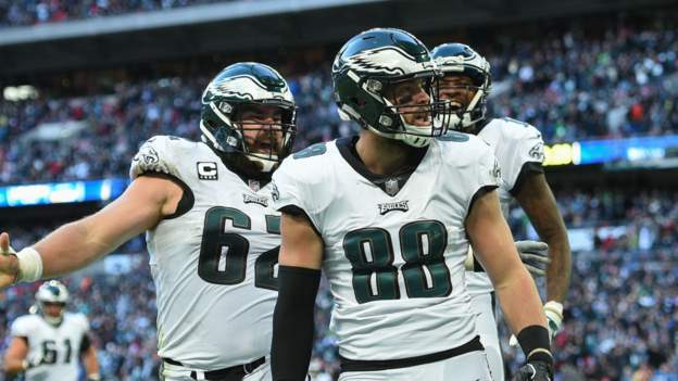 London, UK. 28 October 2018. Eagles fans. Philadelphia Eagles at  Jacksonville Jaguars NFL game at Wembley